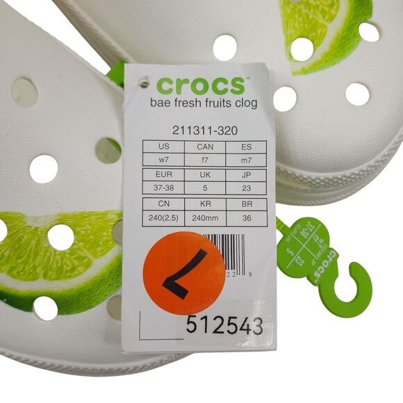 Crocs Bae Fresh Fruits Lime Clogs With Platform Sole Womens 7 White Green Limes - Picture 5 of 12